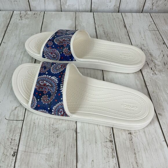 Crocs Vera Bradley Colab Women’s 9 Sloane Slides  Blue Marine Paisley - Picture 4 of 8